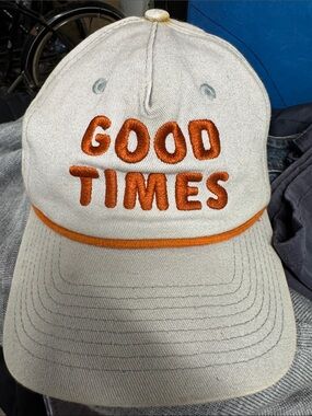 Criquet “Good Times” Embroidered Baseball Cap - Cream with Orange